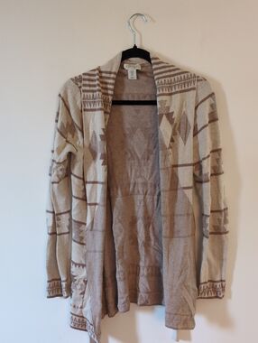 ruby moon Beige & Brown Aztec Open-Front Cardigan